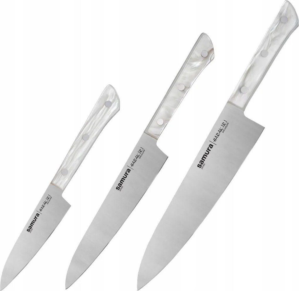 3 Db-os Konyhakés Szett Samura Harakiri Japán Acél AUS-8 58HRC