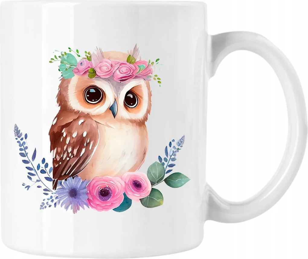 Bagoly bögre koszorúban fehér 330ml