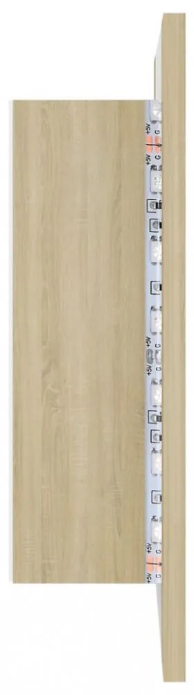tölgyszínű akril LED-es tükrös fürdőszobaszekrény 40x12x45 cm