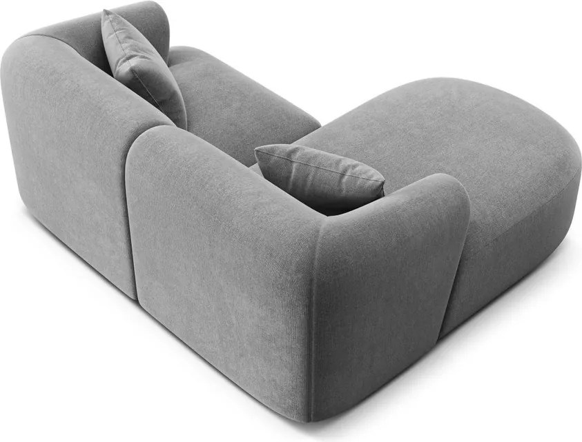 Világosszürke bársony sarokkanapé (bal oldali-heverő résszel) Campi – Cosmopolitan Design