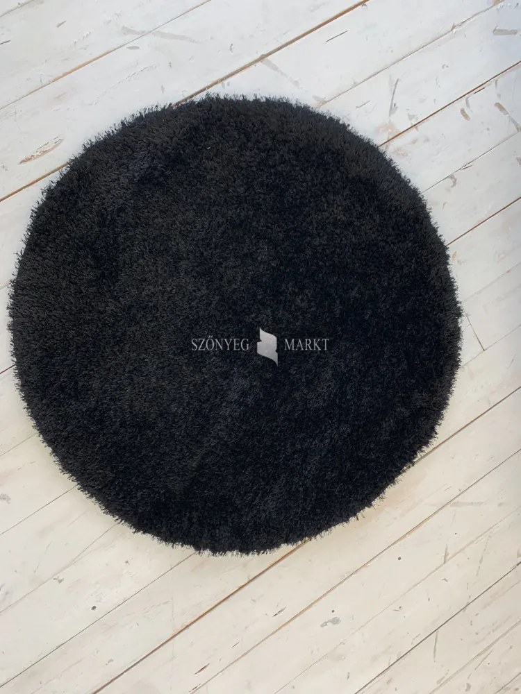 Puffy shaggy kerek szőnyeg Fekete (Black) 80x80