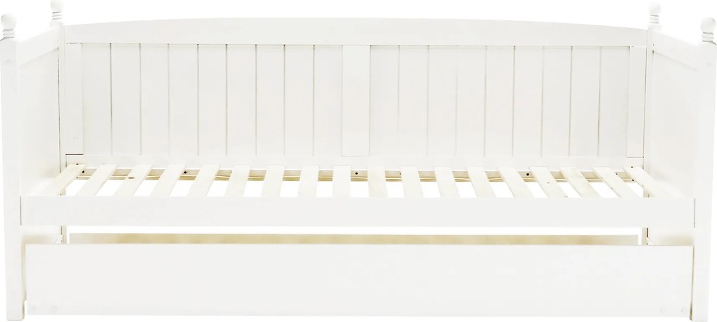 Ágy pótággyal, tűnyalábos fenyőfa, fehér, 90x200, GLAMIS