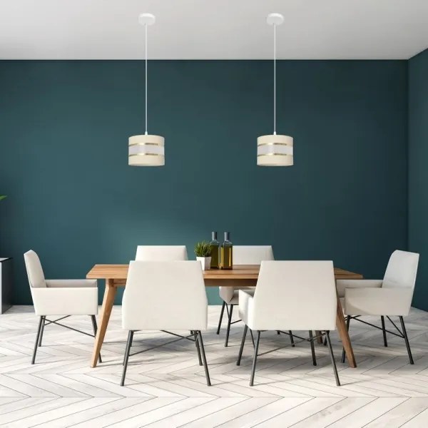 Csillár zsinóron HELEN 1xE27/15W/230V á. 20 cm krém/arany