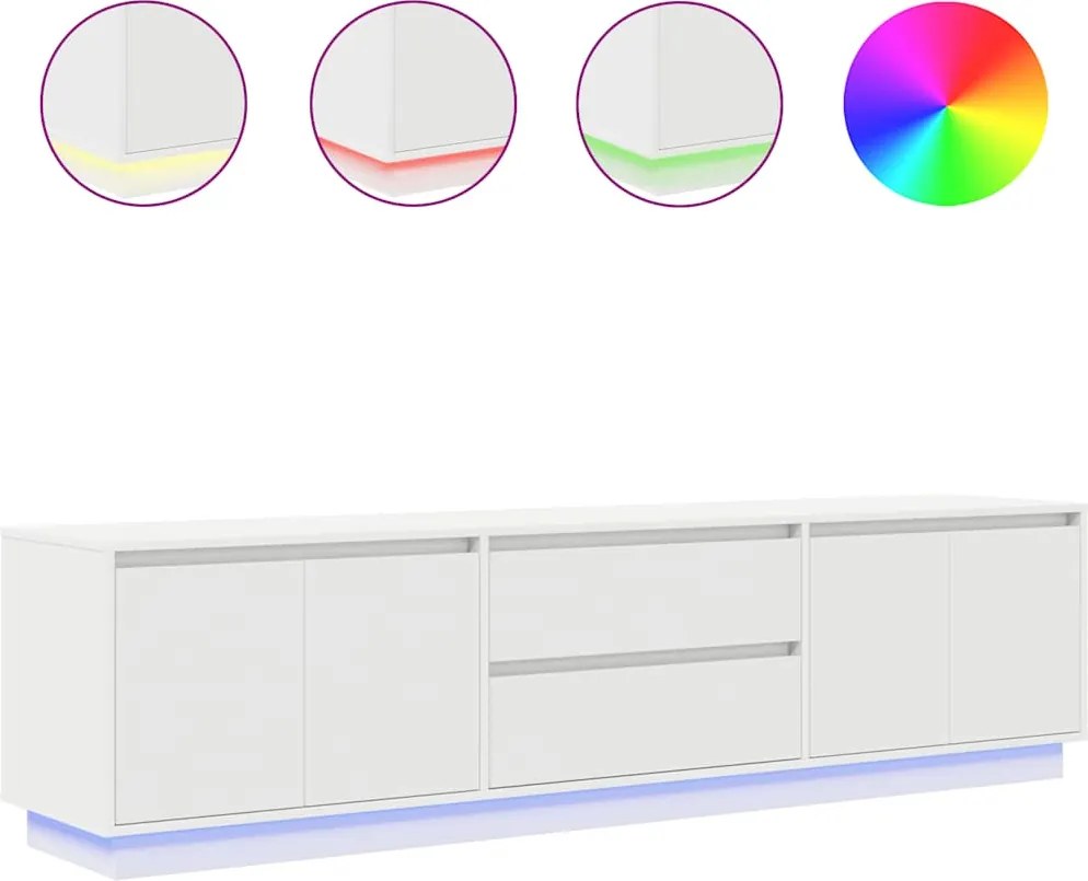 vidaXL fehér TV-szekrény LED-lámpákkal 193,5x41x50 cm