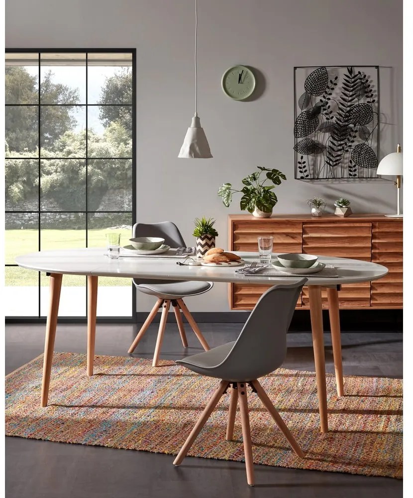 Fehér bővíthető étkezőasztal fehér asztallappal 90x120 cm Oqui – Kave Home