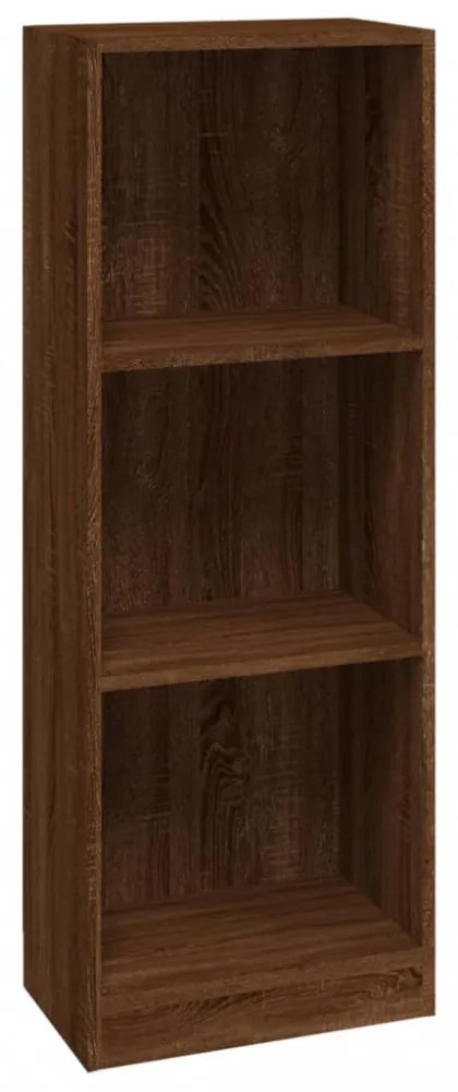 3 szintes barna tölgy színű fa könyvszekrény 40 x 24 x 109 cm