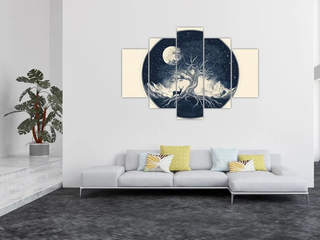 Kép – Mágikus fa szarvassal I. (150x105 cm)