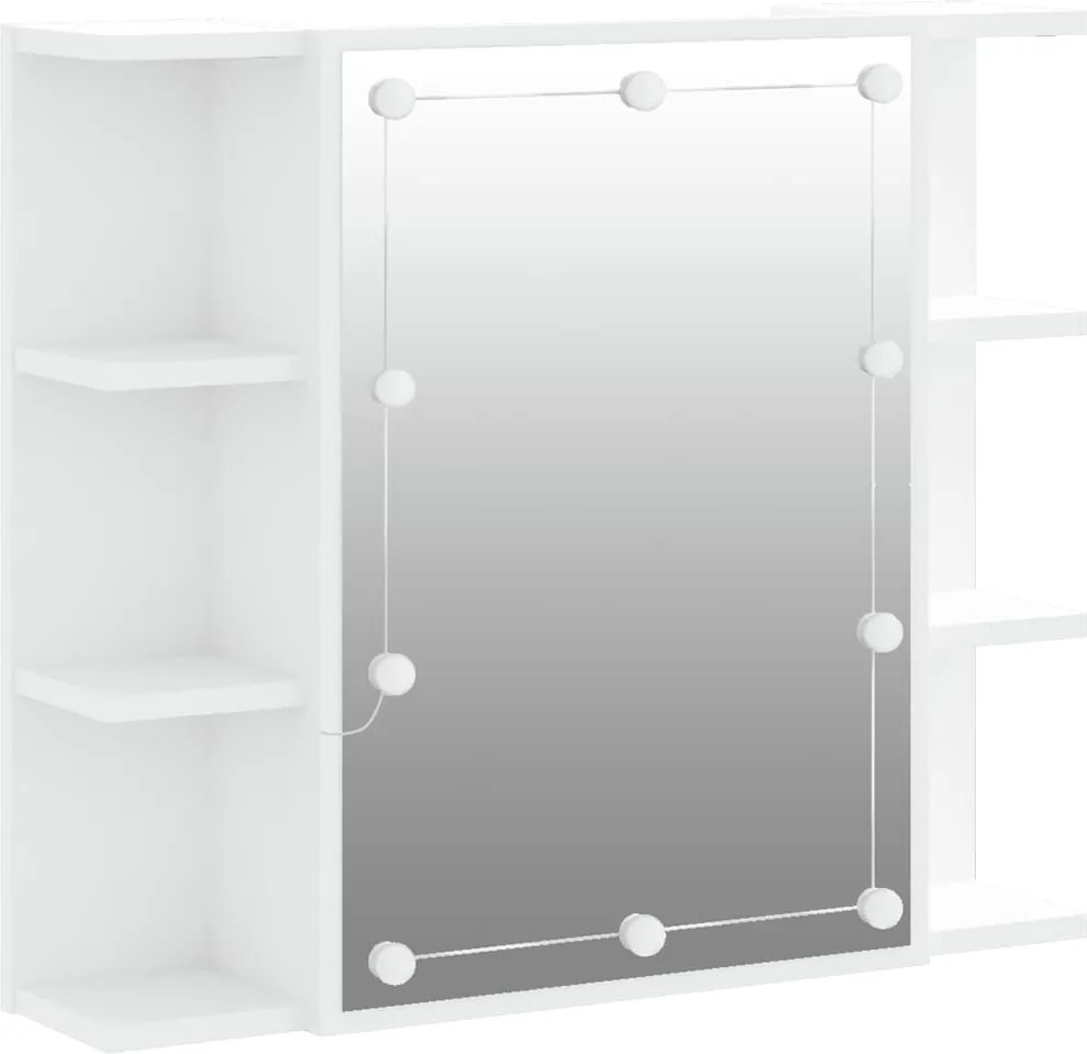 vidaXL fehér tükrös szekrény LED-ekkel 70 x 16,5 x 60 cm