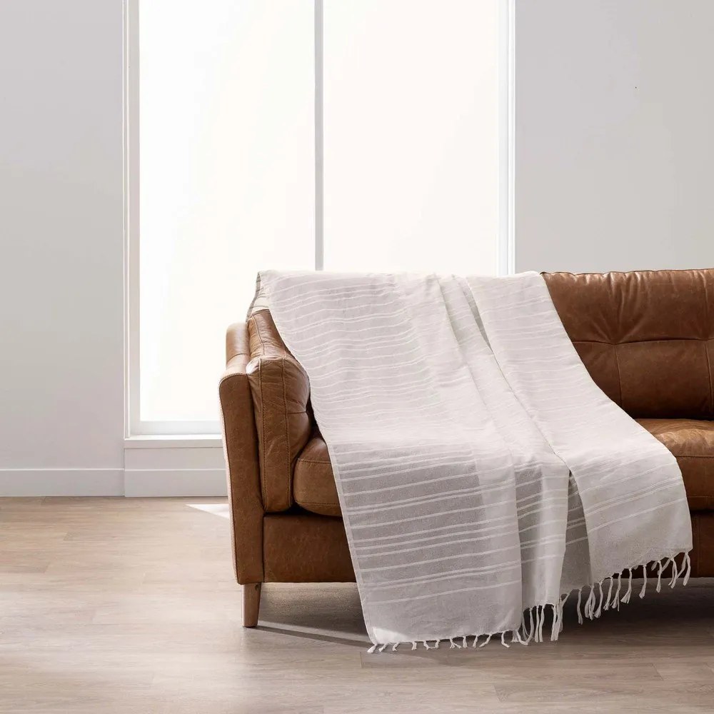 Krémszínű pamut ágytakaró 180x220 cm Lilia – douceur d'intérieur