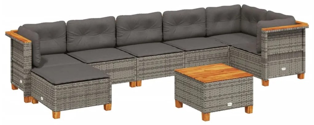 8 részes szürke polyrattan kerti ülőgarnitúra párnákkal