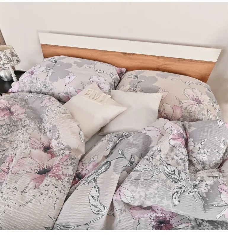 EMI Isadora rózsaszínű krepp ágyneműhuzat, A standard egyszemélyes ágy szett tartalma: 1x 140x200 + 1x 70x90