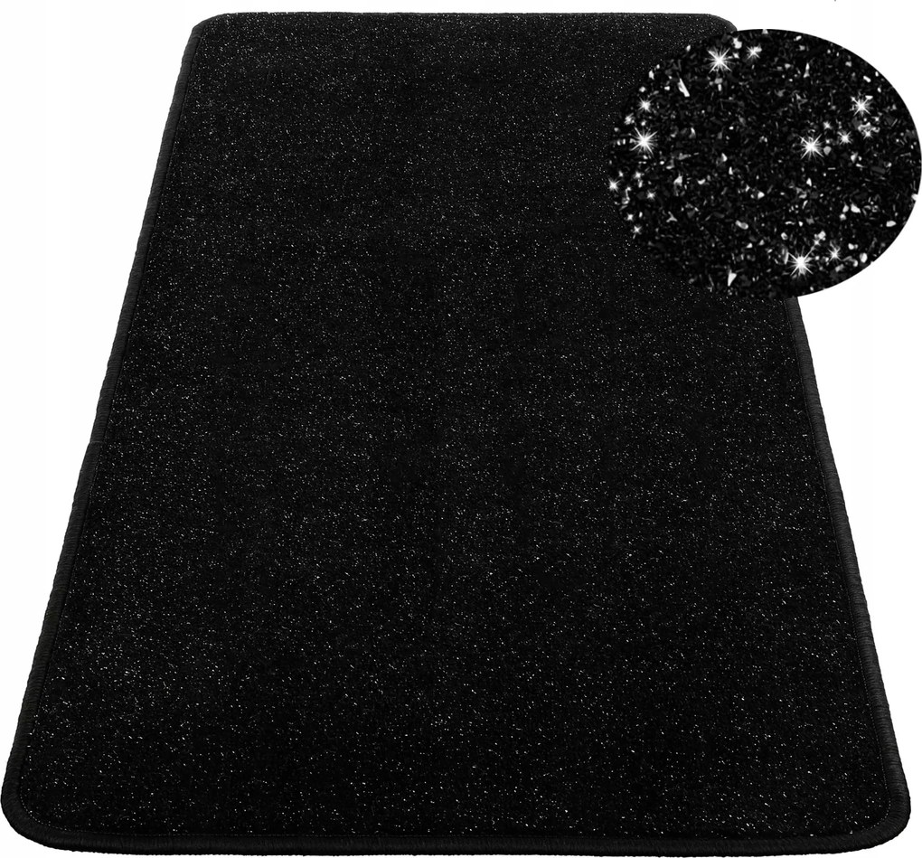 Fényes Szőnyeg Nappaliba Glamour Fekete Fényes 100x400