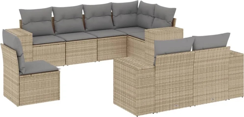 vidaXL 8 részes bézs polyrattan kerti ülőgarnitúra párnával