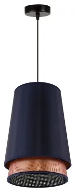 Duolla - Csillár zsinóron BELL SHINY 1xE27/15W/230V átm. 25 cm kék/réz