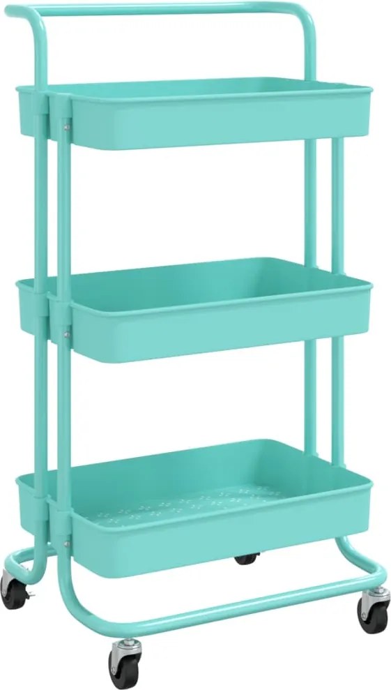 vidaXL türkiz 3 szintes vas és ABS konyhai kerekes kocsi 42x35x85 cm