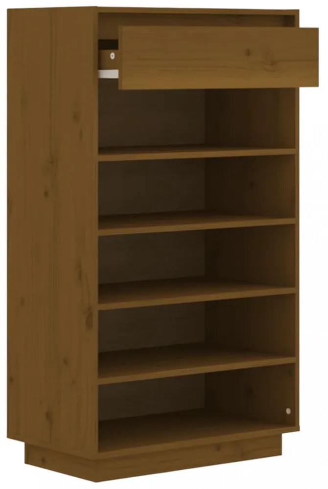 mézbarna tömör fenyőfa cipősszekrény 60 x 34 x 105 cm