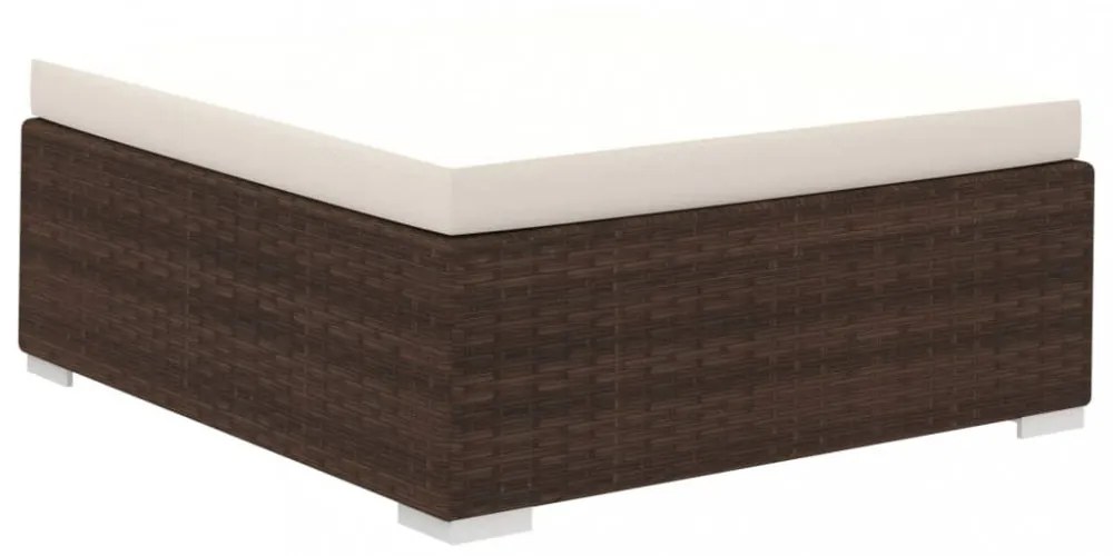 6-részes barna polyrattan kerti bútorszett párnákkal