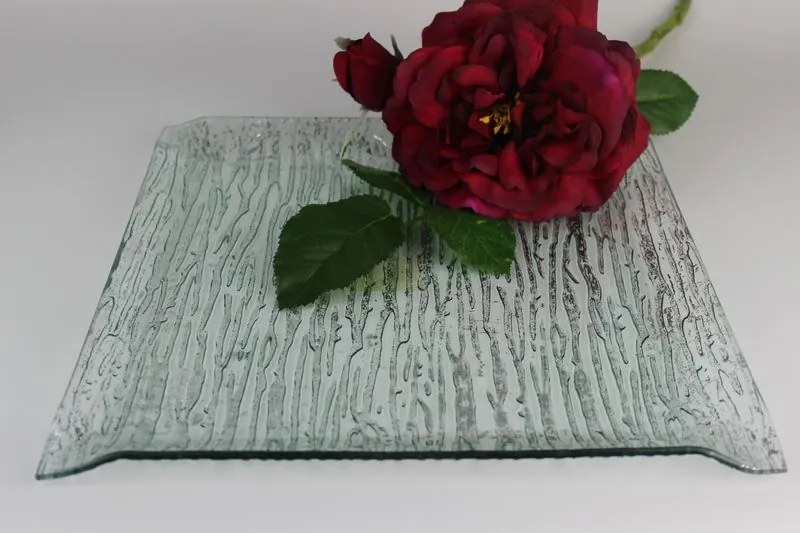 Barázdás négyzet alakú üvegtál 29cm