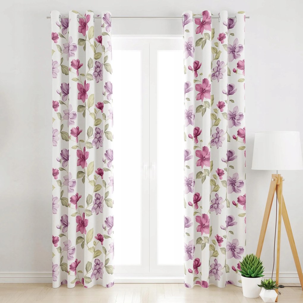 Függöny Átvezetőkkel Színes Virágok 145x290