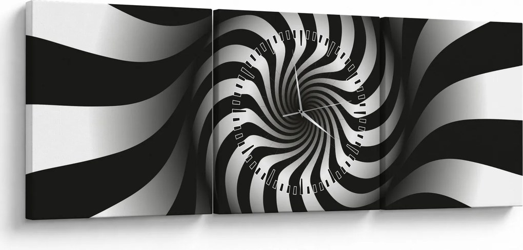 Absztrakt kép egy fekete-fehér spirál (órával) (90x30 cm)