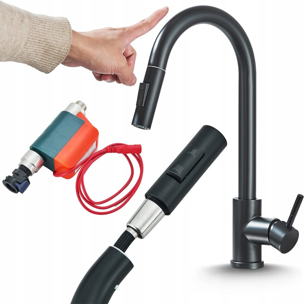 Konyhai Csaptelep Mozgásérzékelővel Érintőképernyős Konyhai Csaptelep Fekete