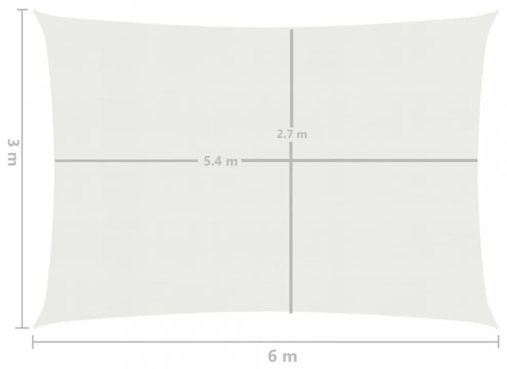 fehér HDPE napvitorla 160 g/m² 3 x 6 m