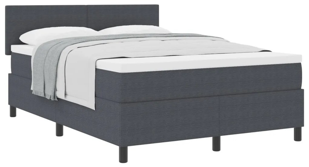Box Spring Ágy Matraccal Sötét Szürke 160x200 cm Kordbársony Anyag