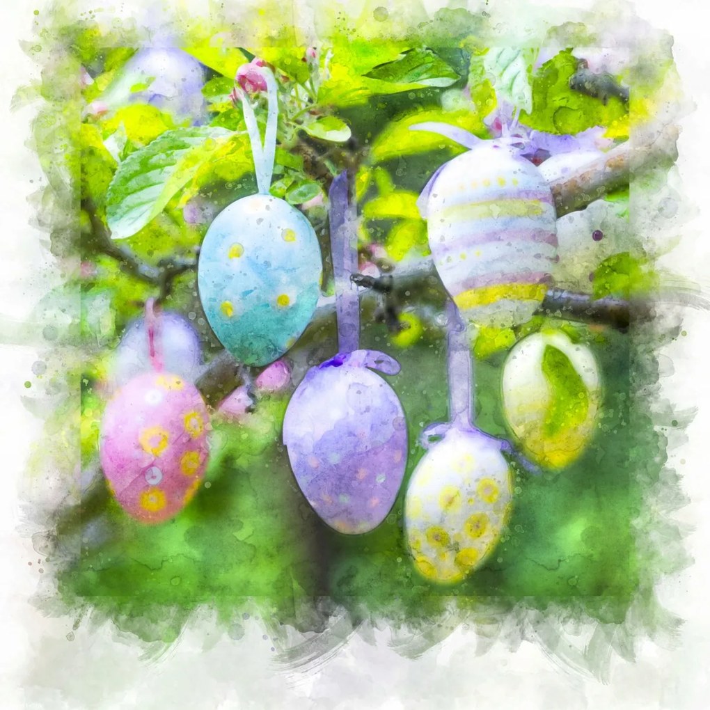 Poszter 30x30cm Húsvéti tojások lógnak az ágakon 2, Assaf Frank