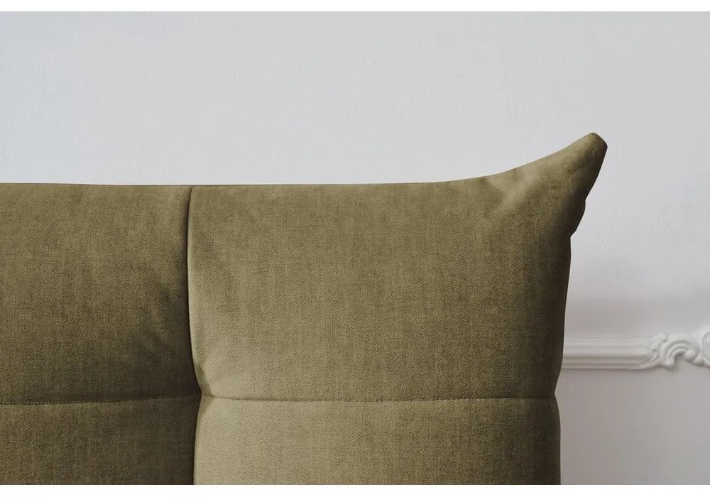 Sötétzöld kárpitozott franciaágy tárolóhellyel, ágyráccsal 180x200 cm Clothilde – Bobochic Paris