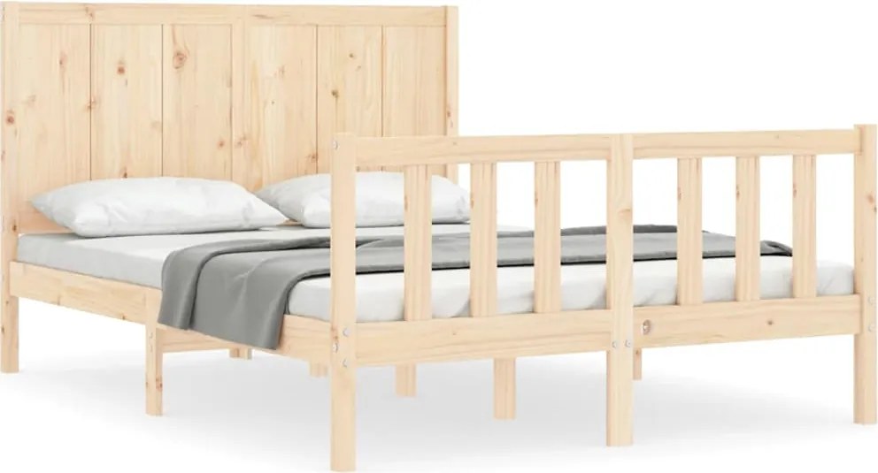 vidaXL tömör fenyőfa ágy matrac nélkül 140 x 190 cm