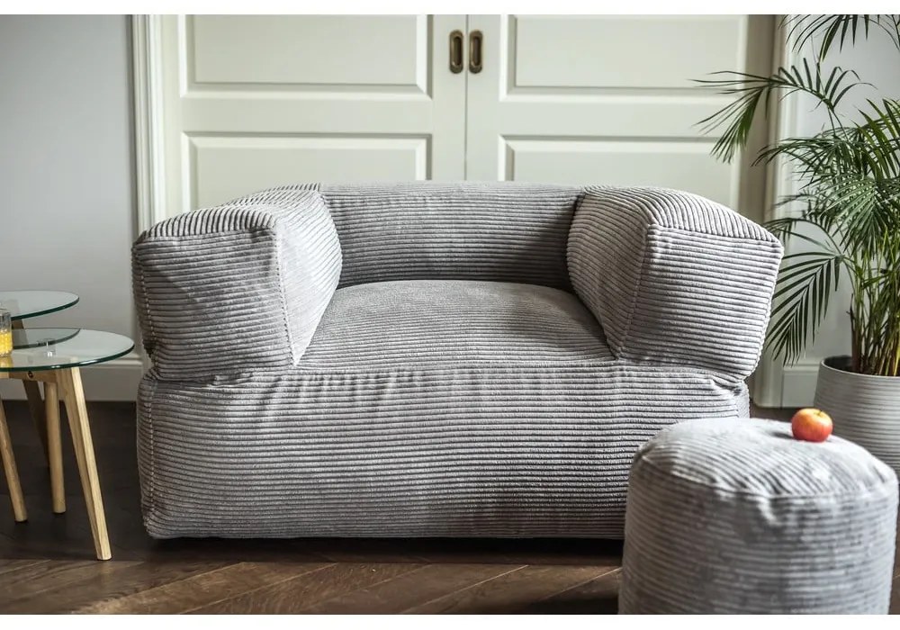 Barna kordbársony babzsákfotel MooG – SLOWDOWN