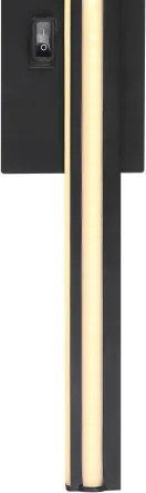 Globo 41499B Falikar fém szálcsiszolt alumínium és fekete színben, műanyag opál búrával. IP44, Schalter, SzxM:605x100, AL:58, tartozék: 1xLED 18W 230V, 3000K