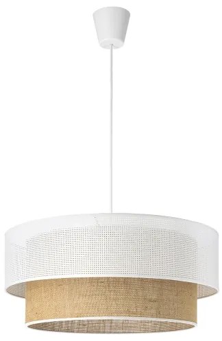BORHO kábeles függőlámpa 1xE27/60W/230V, fehér/juta