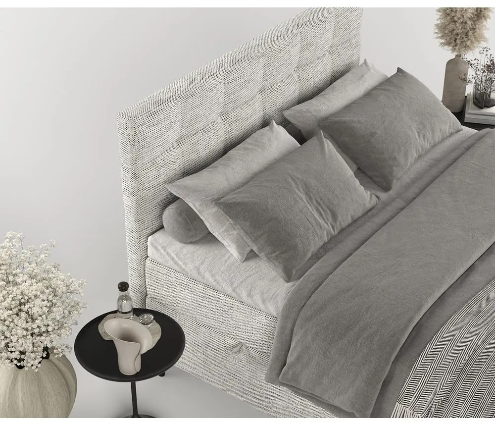 Világosszürke ágyneműtartós boxspring ágy 200x200 cm Urbaneo – Maison de Rêve