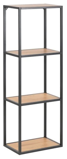 Fekete-natúr színű fali könyvespolc tölgyfa dekorral 37x108 cm Seaford – Actona