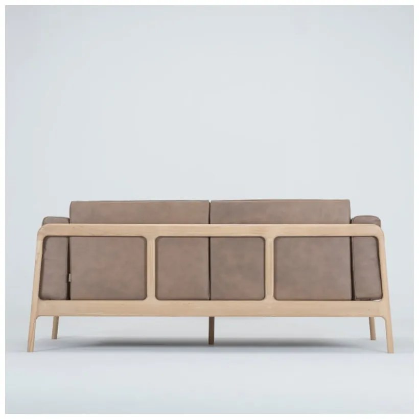 Fawn világosbarna kanapé bivalybőrből, tömör tölgyfa szerkezettel, 180 cm - Gazzda