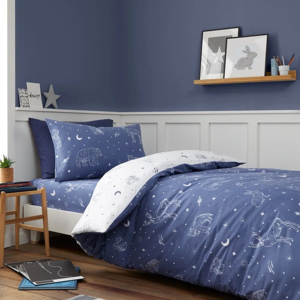 Egyszemélyes flanel gyerek ágyneműhuzat 135x200 cm Starlight Animals – Bianca
