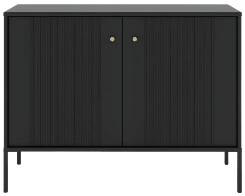 SOFT komód 104 cm, fekete, bordázott