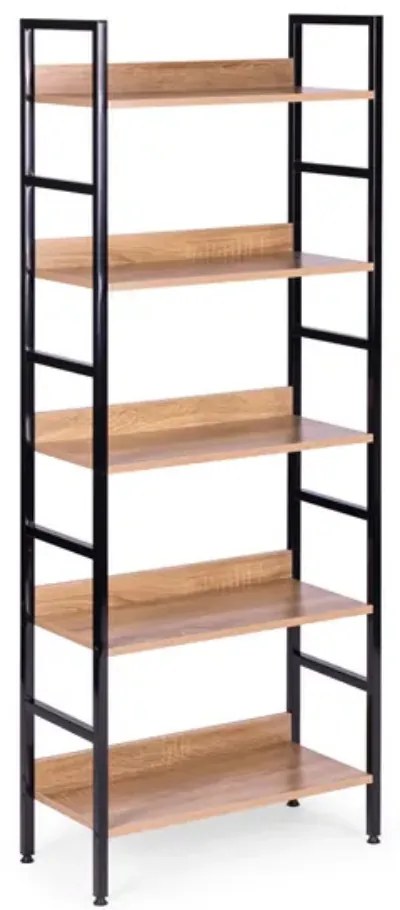 Intenso Home 5 szintes nyitott könyvespolc 60 x 160cm (Sonoma tölgy) | Univerzális tároló állvány fém lábakkal