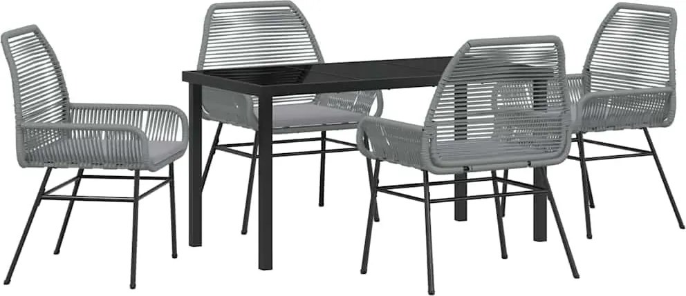 vidaXL Kert étkező szett párnával 5 pcs Szürke polirattan
