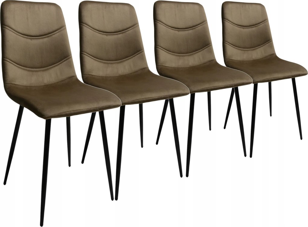 4 db-os szék szett Happy bézs velúr bársony glamour modern kárpitozott