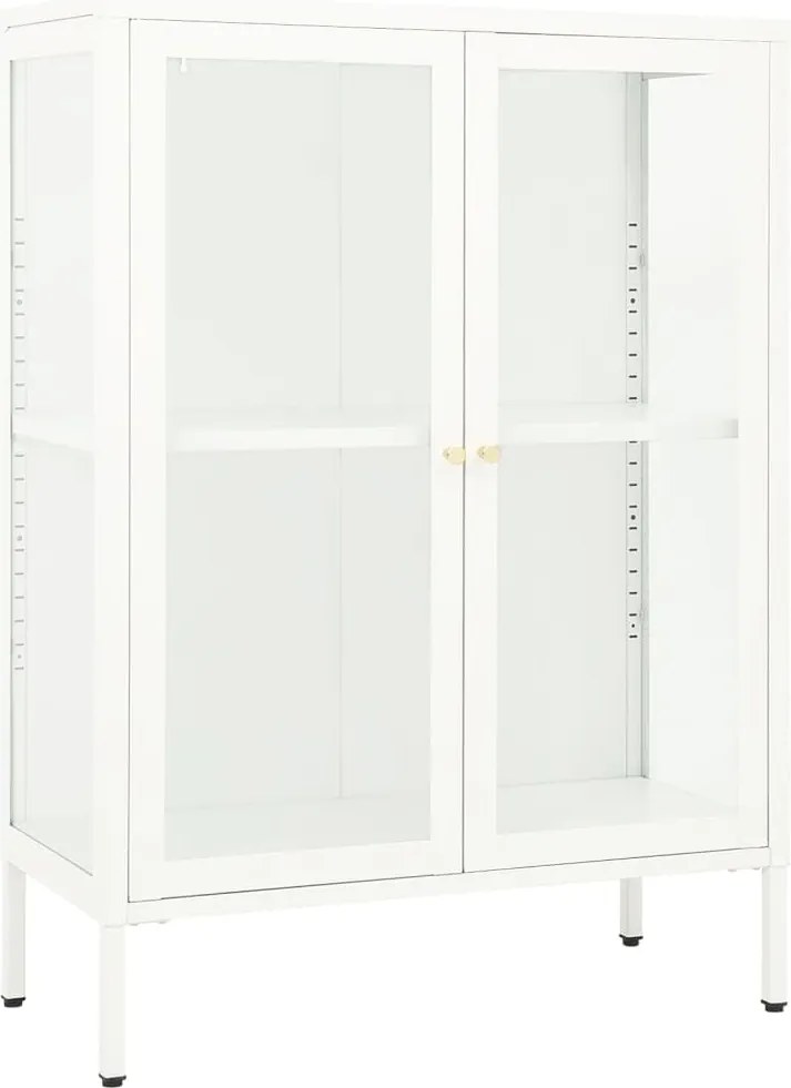 vidaXL fehér acél és üveg tálalószekrény 75 x 35 x 105 cm