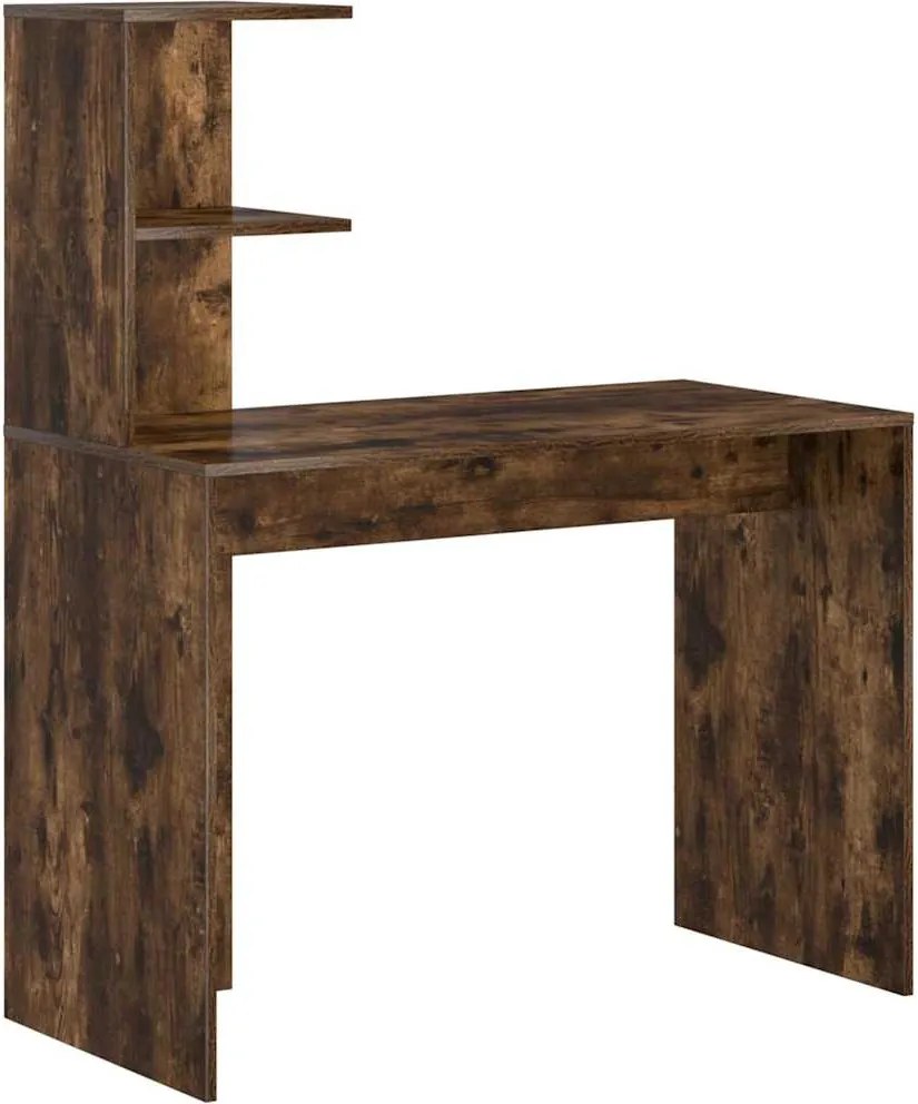 vidaXL Asztal polcokkal Füstölt tölgy 102 x 50 x 124 cm Faanyag