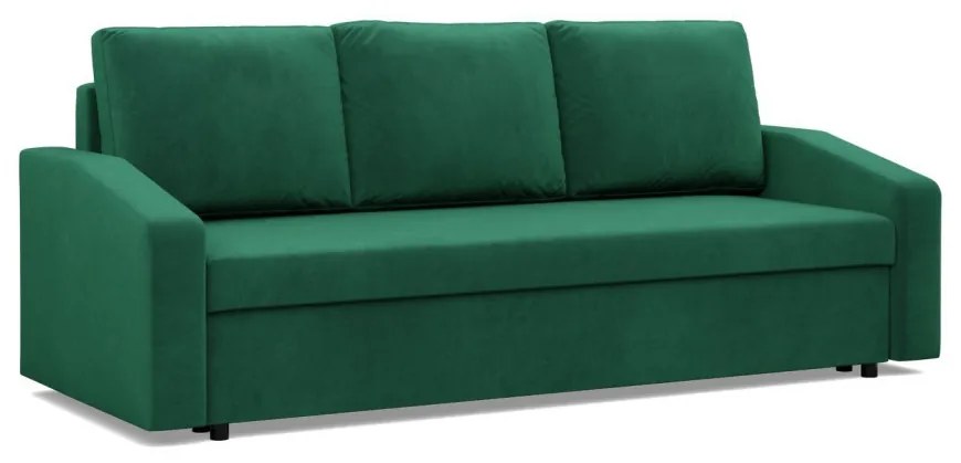 Zeus kanapéágy, bársony, hab töltet, döntött kartámasz, zöld