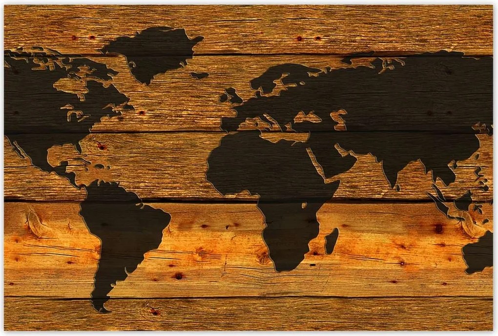 Poszterek 120x80 Világtérkép deszkákon
