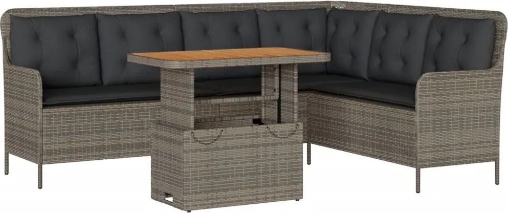 vidaXL 2 részes szürke polyrattan kerti kanapészett párnákkal