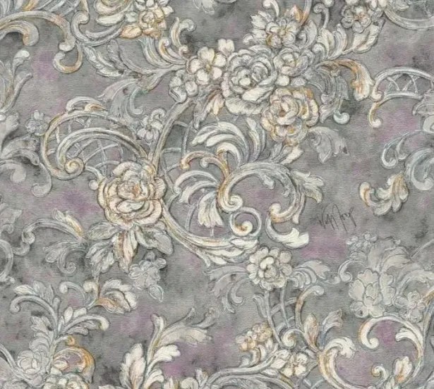 Fali tapéta virág dísz szürke 34077-4