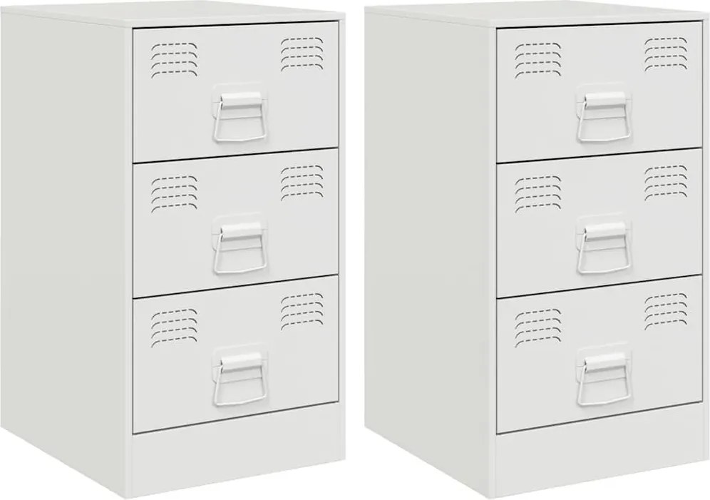 vidaXL 2 db fehér acél éjjeliszekrény 34,5x39x62 cm