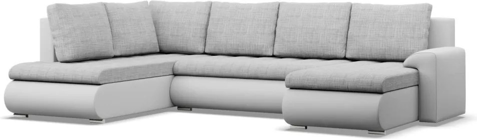 Tokio U sarokkanapé, 3 ágyneműtartóval, fonott + műbőr, baloldali, szürke - fehér