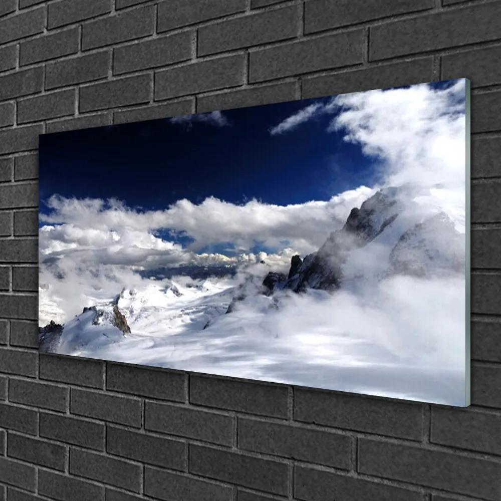 Modern üvegkép Felhők Hegyi táj 125x50 cm